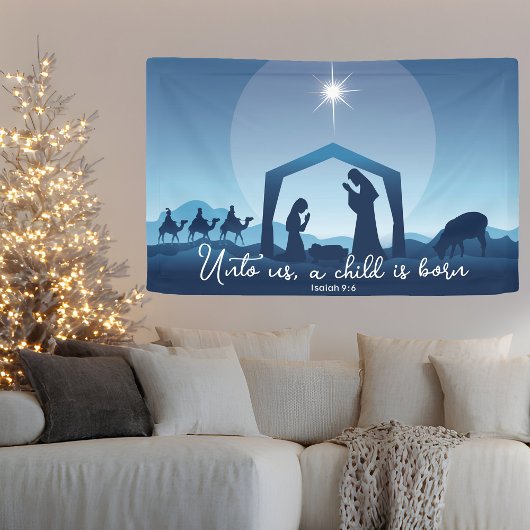 Religiöse Weihnachtsbibel Verse Krippe Szene Banner