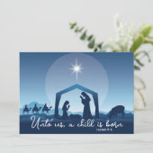 Religiöse Weihnachtsbibel Verse Krippe Szene Feiertagskarte (Stehend Vorderseite)