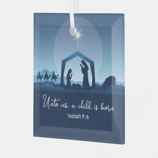 Religiöse Weihnachtsbibel Verse Krippe Szene Ornament Aus Glas (Vorderseite links)