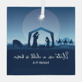 Religiöse Weihnachtsbibel Verse Krippe Szene Ornament Aus Glas (Rückseite)