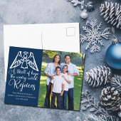 Religiöse Weihnachtsfamilie Foto Freude Navy Blue Postkarte