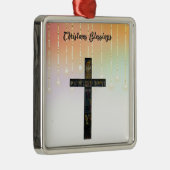 Religiöse Weihnachtsfeier mit Kreuz & Licht Ornament Aus Metall (Rechts)