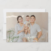 Religiöse Weihnachtsfotokarte Grün Freude Feiertagskarte (Vorderseite)