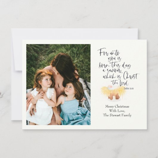 Religiöse Weihnachtsfotokarte Luke Bible Verse (Vorderseite)
