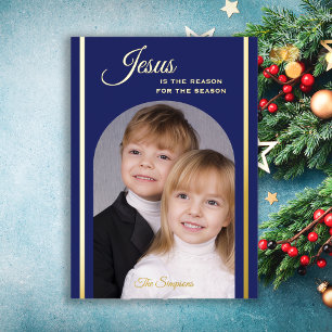 Religiöse Weihnachtskarte Jesus Gold Foil Foto Folieneinladung