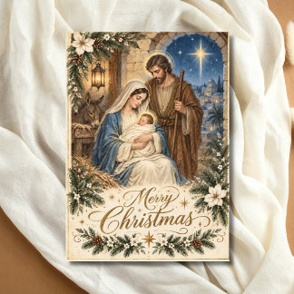 Religiöse Weihnachtskrippe Christliches Weihnachte Feiertagskarte