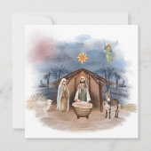 Religiöse Weihnachtskrippe Geburt Jesus Taufe Einladung (Vorderseite)