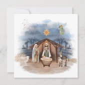 Religiöse Weihnachtskrippe Geburt Jesus Taufe I Einladung (Vorderseite)