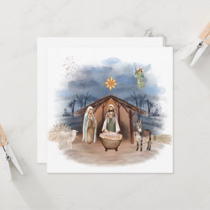 Religiöse Weihnachtskrippe Geburt Jesus Taufe I Einladung