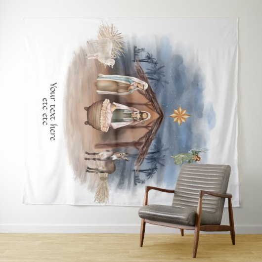 Religiöse Weihnachtskrippe Geburt Jesus Taufe Wandteppich (Beispiel (Horizontal))