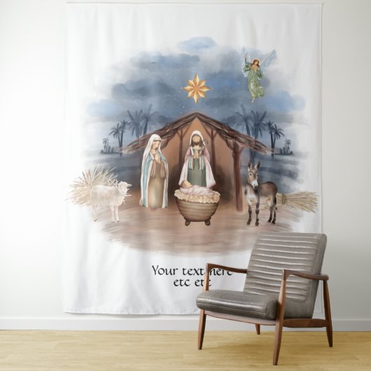 Religiöse Weihnachtskrippe Geburt Jesus Taufe Wandteppich (Beispiel)