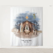 Religiöse Weihnachtskrippe Geburt Jesus Taufe Wandteppich (Vorderseite)