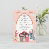 Religiöse Weihnachtskrippe Party Einladung (Stehend Vorderseite)