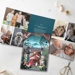 Religiöse Weihnachtskrippe Weihnachten Fotokarte Dreifach Gefaltete Einladung