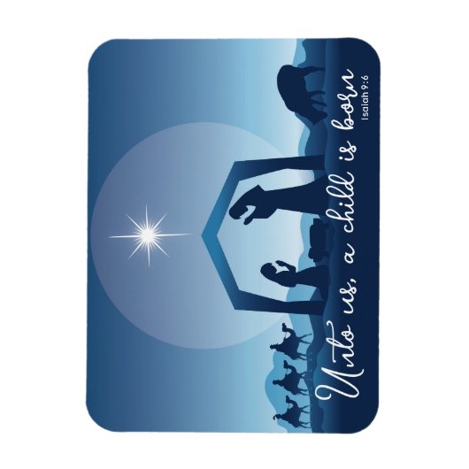 Religiöse Weihnachtskrippen Blau Magnet (Vertikal)