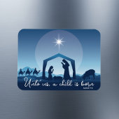 Religiöse Weihnachtskrippen Blau Magnet