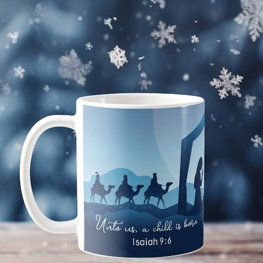 Religiöse Weihnachtskrippen Blaue Christlich Kaffeetasse