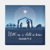 Religiöse Weihnachtskrippen Blaue Christlich Magnet (Vorne)