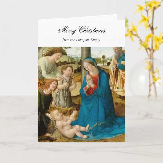 Religiöse Weihnachtskrippen Christlicher Segen Karte (Gelbe Blume)