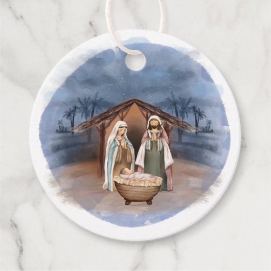 Religiöse Weihnachtskrippen Geschenkanhänger (Vorderseite)