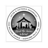 Religiöse Weihnachtskrippen-Rücksendeadresse Permastempel (Design)