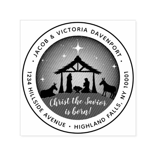 Religiöse Weihnachtskrippen-Rücksendeadresse Permastempel (Design)