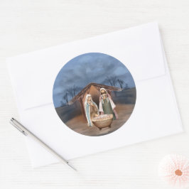 Religiöse Weihnachtskrippen Runder Aufkleber