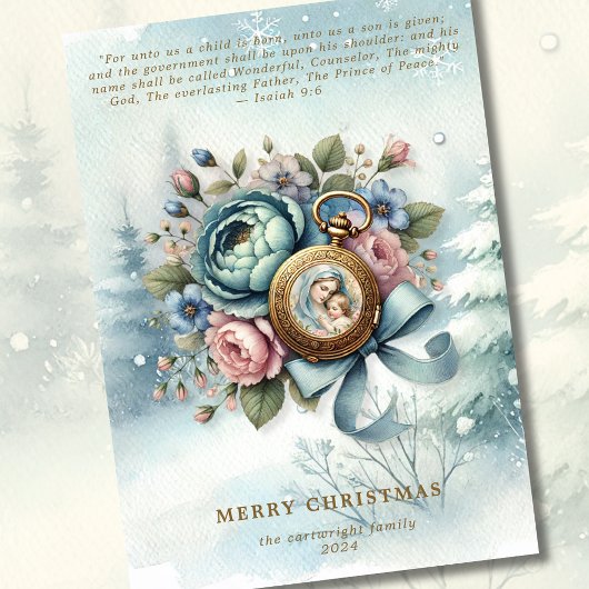 Religiöse Weihnachtskriptur Feiertagskarte