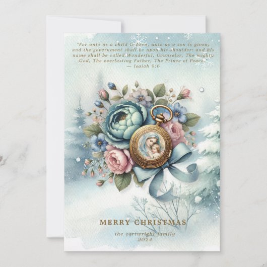 Religiöse Weihnachtskriptur Feiertagskarte (Vorderseite)