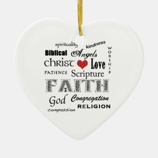 Religiöse Wortwolke+Blaues Kreuz Keramik Ornament