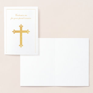 Religiöser besonderer Anlass Goldkreuz Folienkarte
