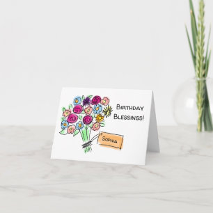 Religiöser Blumenstrauß zum Geburtstag Karte