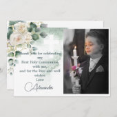 Religiöser Dank Foto Gold Rose Grün Einladung (Vorne/Hinten)