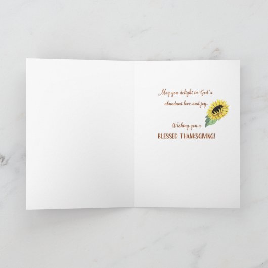 Religiöser Erntedank Sonnenblume Danke Karte (Innenseite)