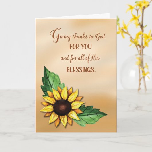 Religiöser Erntedank Sonnenblume Danke Karte (Gelbe Blume)