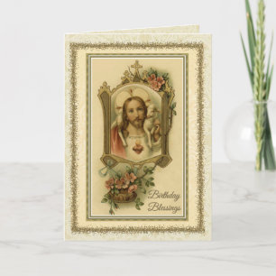 Religiöser Geburtstag Jesus katholische Vintag Karte