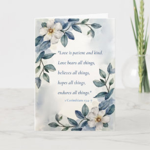 Religiöser Jahrestag Liebe ist geduldig Floral Karte