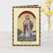 Religiöser Jesus guter Hirte ermutigen zur Schrift Karte (Gelbe Blume)