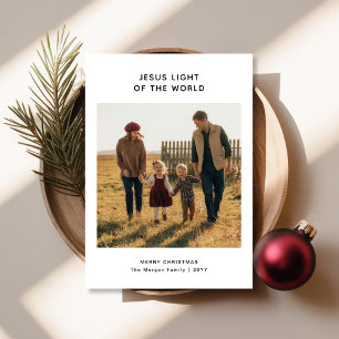 Religiöser Jesus Light of the World Family Foto Feiertagskarte