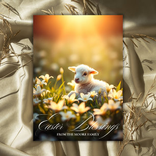 Religiöser Lamm- und Blumensegen zu Ostern Gebet Feiertagskarte
