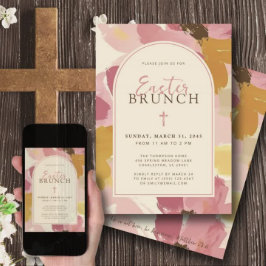 Religiöser Osterbrunch Moderner rosa Bläschen Einladung