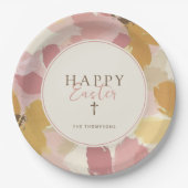 Religiöser Osterbrunch Moderner rosa Bläschen Pappteller (Vorderseite)