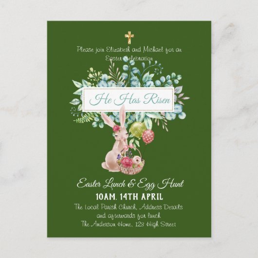 Religiöser Ostereinladungshaushalt Postkarte (Vorderseite)