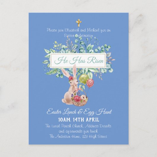 Religiöser Ostereinladungshaushalt Postkarte (Vorderseite)