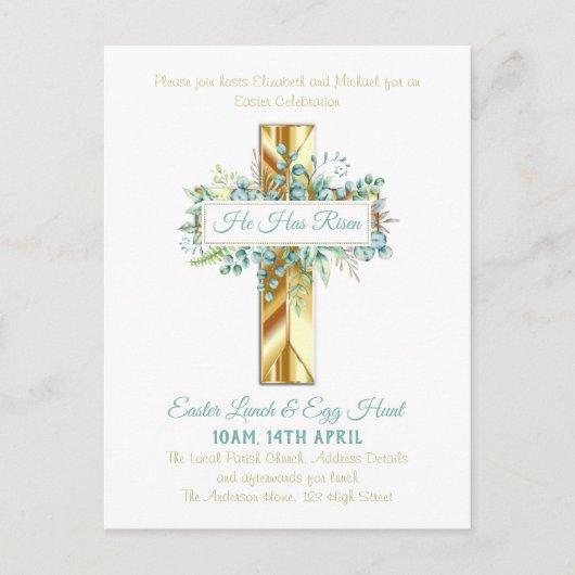 Religiöser Ostereinladungshaushalt Postkarte (Vorderseite)