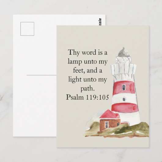 Religiöser Psalm Red Lighthouse Beach Postkarte (Vorne/Hinten)