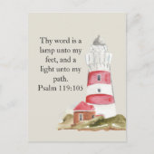 Religiöser Psalm Red Lighthouse Beach Postkarte (Vorderseite)