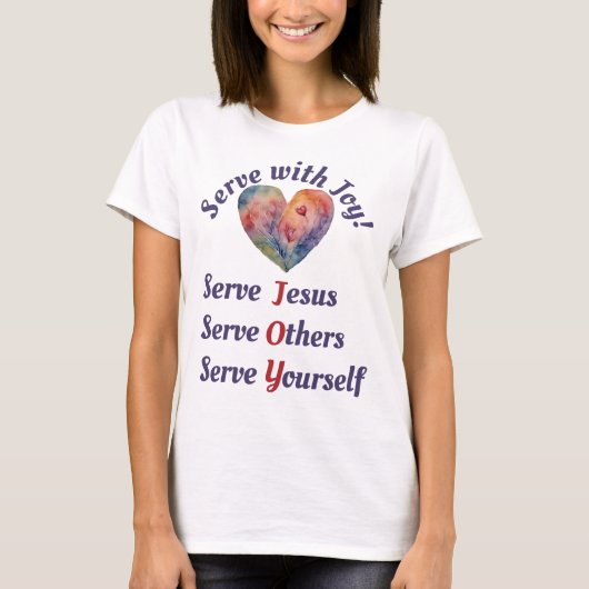 Religiöser "Serve with Joy"-T - Shirt (Vorderseite)