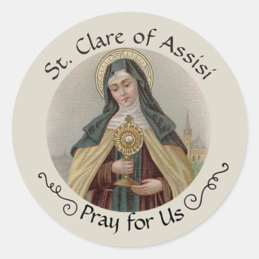 Religiöser St. Clare von Assisi Katholic Runder Aufkleber (Vorderseite)