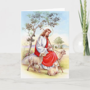Religiöser Vintager Ostern, Jesus der Hirte Feiertagskarte